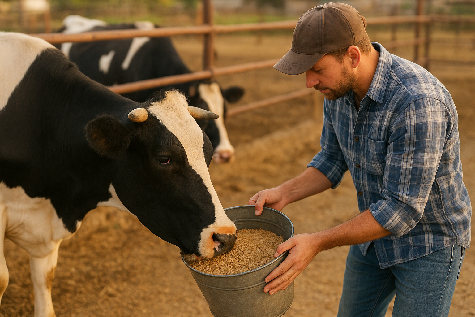 feeding cows