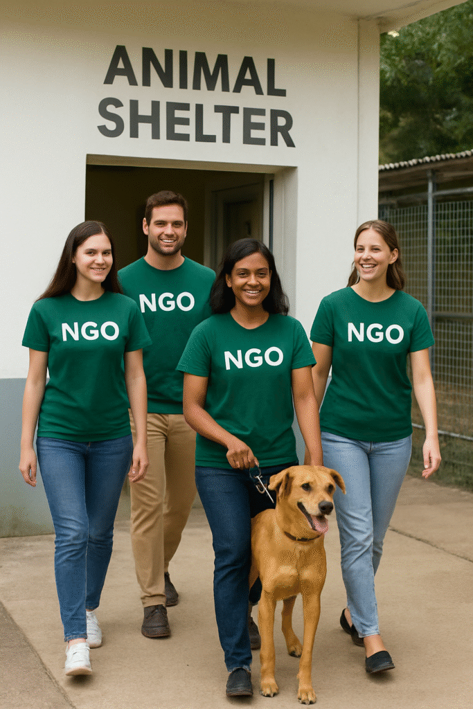 Volunteers rescued dog and taking to shelter